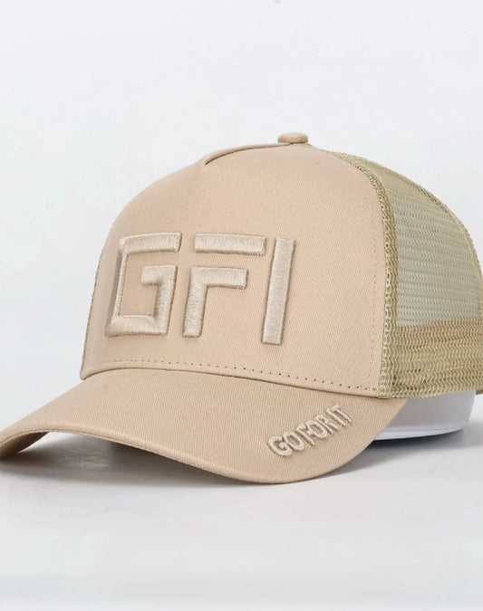 Khaki Trucker Hat 3D GFI