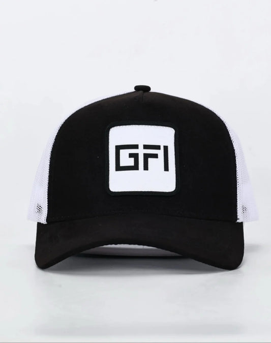 Black Suede White Mesh Front Woven Patch
