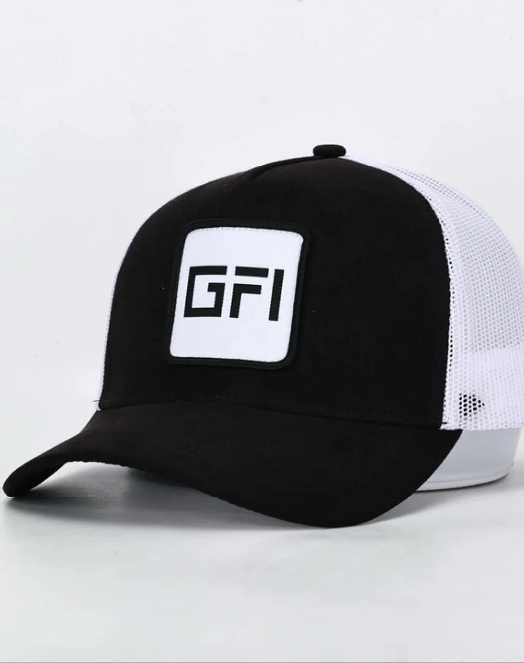 Black Suede White Mesh Front Woven Patch