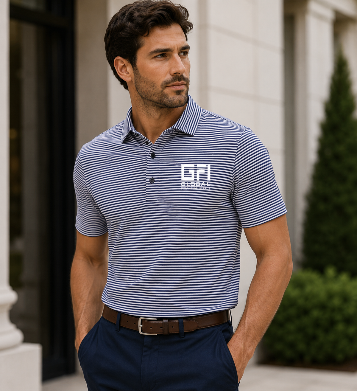 Fairway & Greene Bryant Stripe Performance Polo