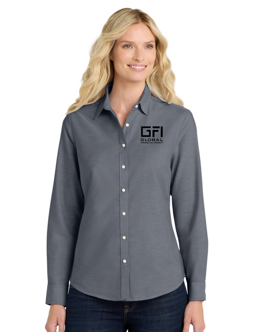 GFI SuperPro™ Oxford Shirt – Black w/Black Embroidery WOMEN