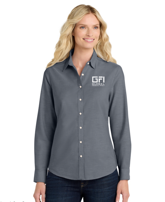 GFI SuperPro™ Oxford Shirt – Black w/White Embroidery WOMEN